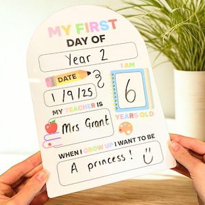 Accessoire photo pour tableau blanc Mon premier jour | Plaque souvenir réutilisable | Idées cadeaux pour la rentrée scolaire | Enseigne pour crèche, école maternelle, maternelle