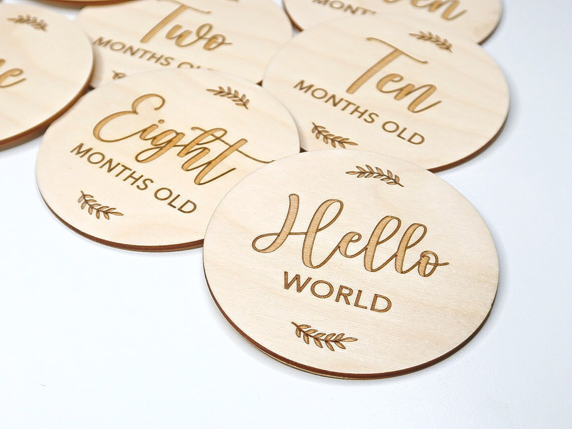 Baby Milestone Wooden Discs, Newborn Photo Props, Monthly Age ...