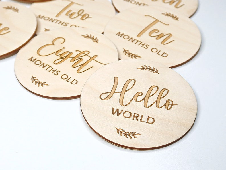 Baby Milestone Wooden Discs, Newborn Photo Props, Monthly Age ...