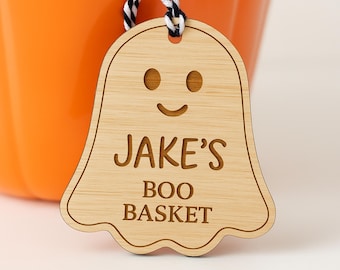 Personalisierte Ghost Boo Korb-Namensschild, individuelles Halloween-Namensschild für Kinder
