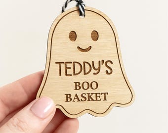 Personalisierte Ghost Boo Korb-Namensschild, individuelles Halloween-Namensschild für Kinder