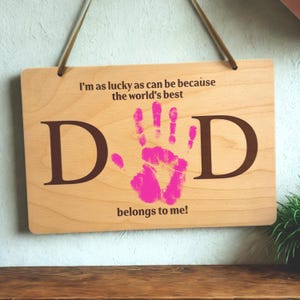 El mejor regalo para papá de todos los tiempos: recuerdo del Día del Padre con huella de mano, regalo de madera personalizado para papá.