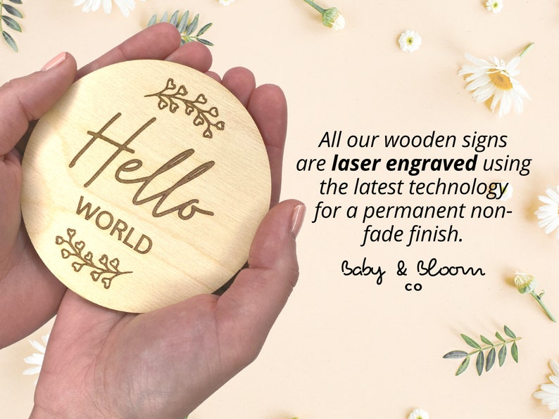 Baby Arrival Sign | Welcome to the World Disc | Wooden Baby ...