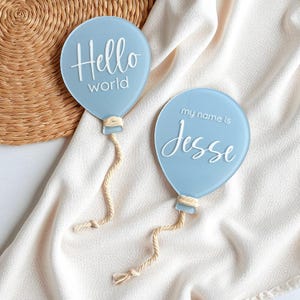 Personligt födelsemeddelandeballongset | Hej världen + Anpassat namn | Babyfotorekvisita | Present till nyblivna föräldrar