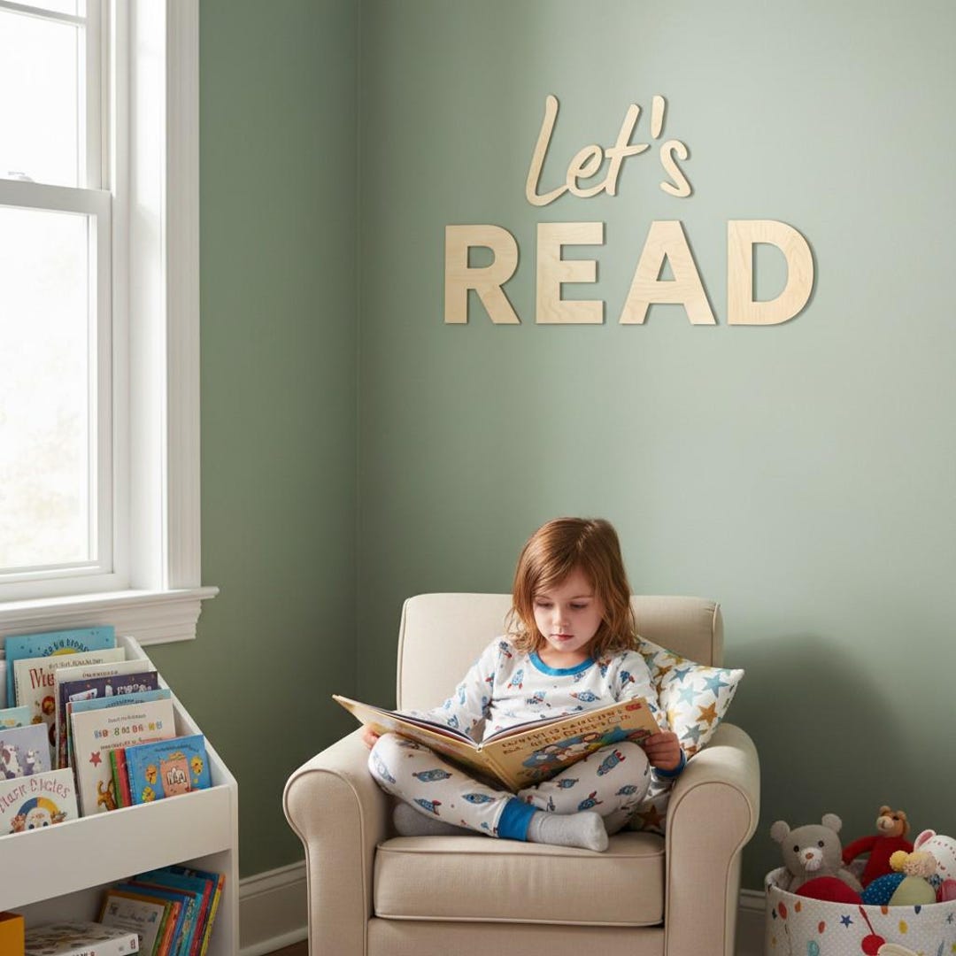 Let's Read Wooden Sign | Nursery & Playroom Wall Decor - Etsy