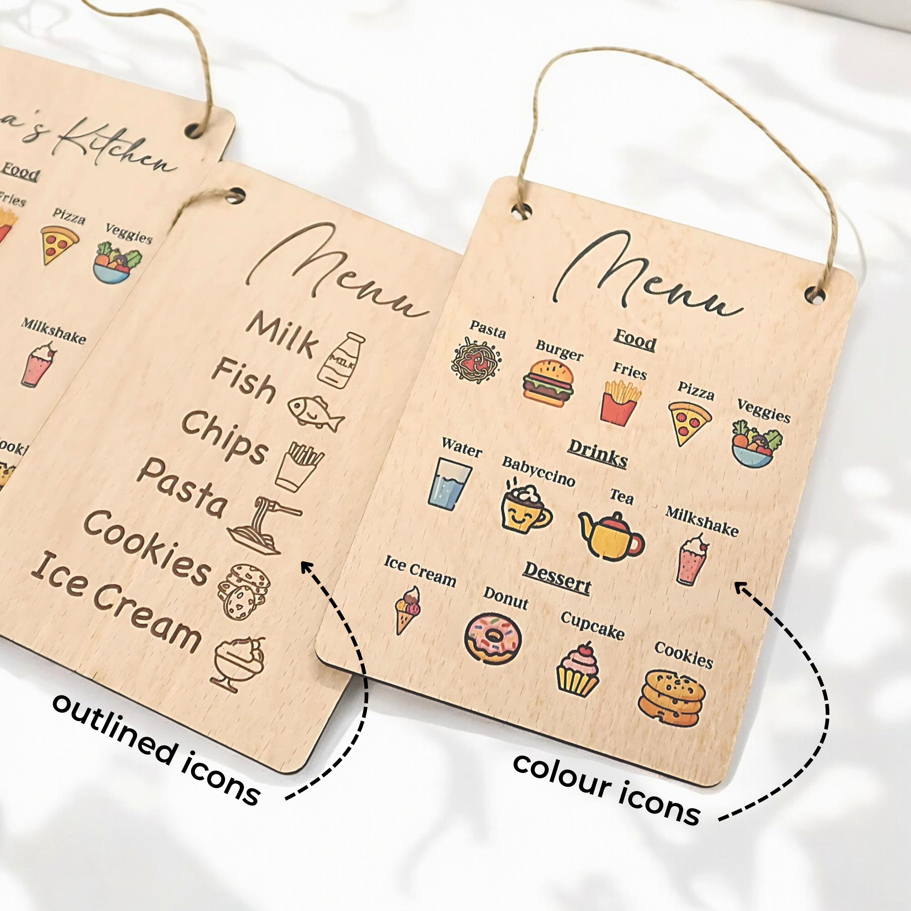 Kitchen Sign Eyfs Personalised Wooden Play Kitchen Menu for Kids | Custom Toy Cafรฉ Sign ...