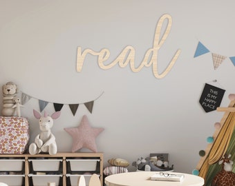 Read Wooden Wall Sign - Perfect Children's Playroom Decor - Ideal for Bedroom, Nursery, or Play Room Interior Wall Art