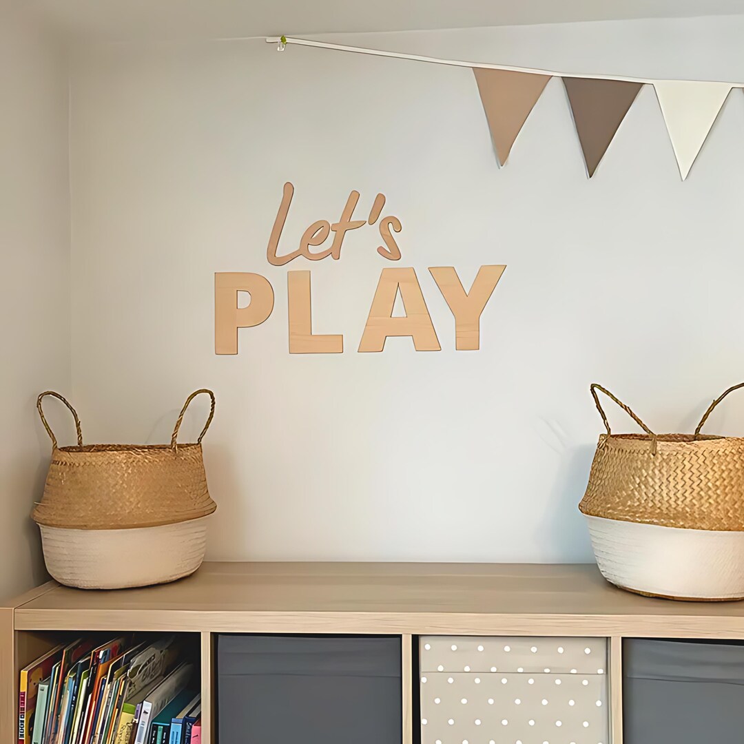 Play Room Lettering Let's PLAY Sign | Wall Lettering | Wooden Nursery Sign | Nursery ...