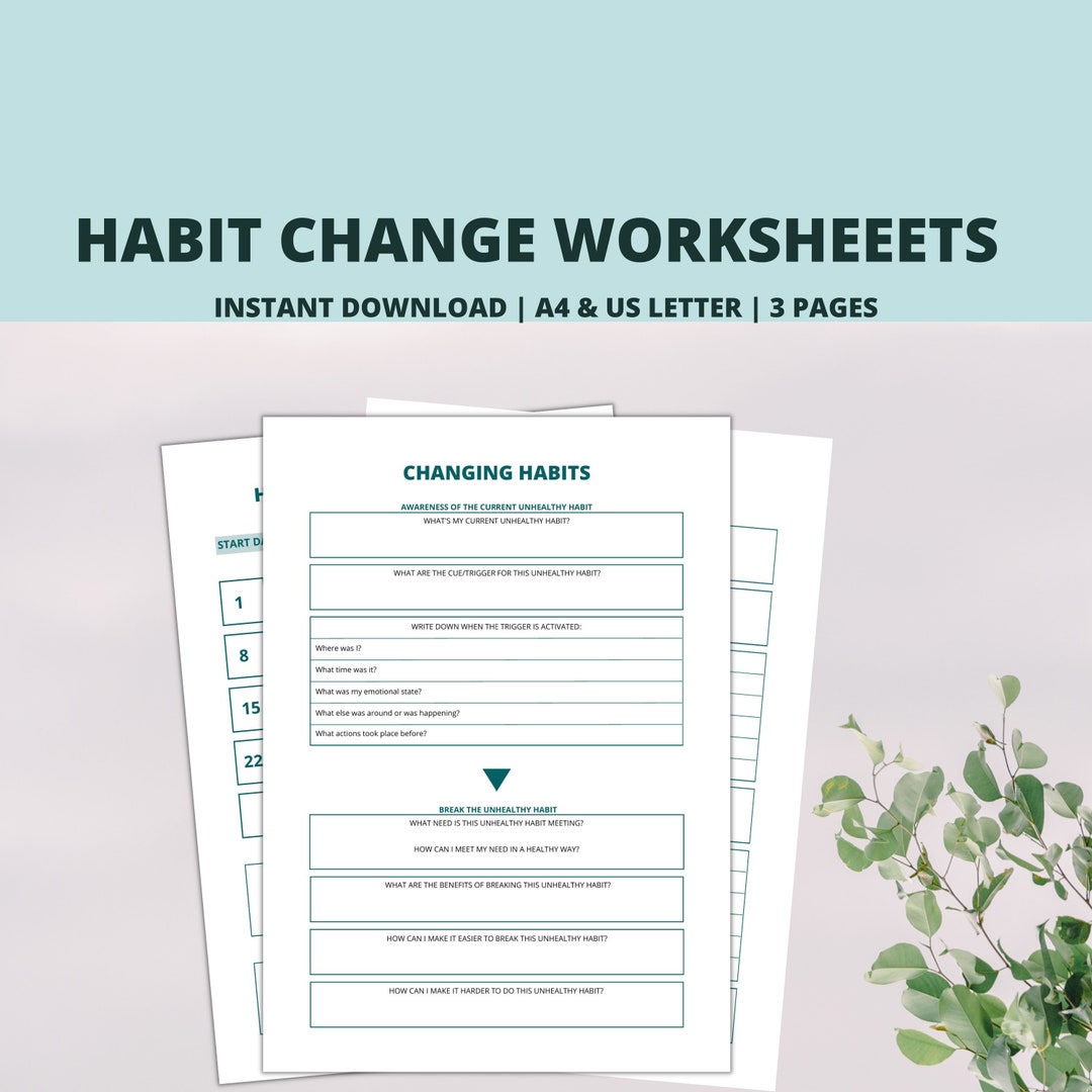 Change Habit Printable Worksheets for Creating Healthy Habits. - Etsy
