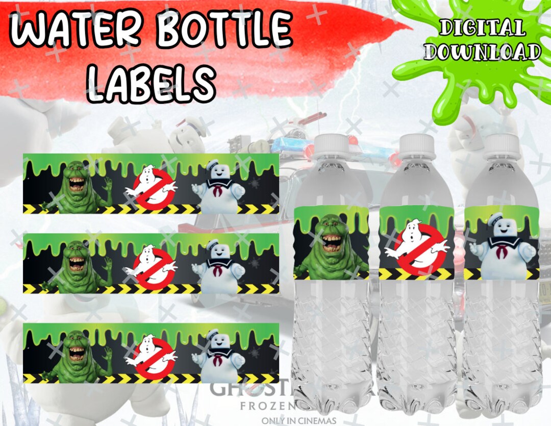 Ghostbusters Theme Party Water Bottle Labels 2 Designs Digital Download ...