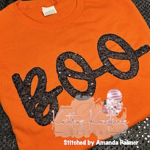 BOO Script Applique Design. BOO Applique Design. Halloween Shirt Design. Applique Design. Digital Embroidery Design. 8 Sizes.