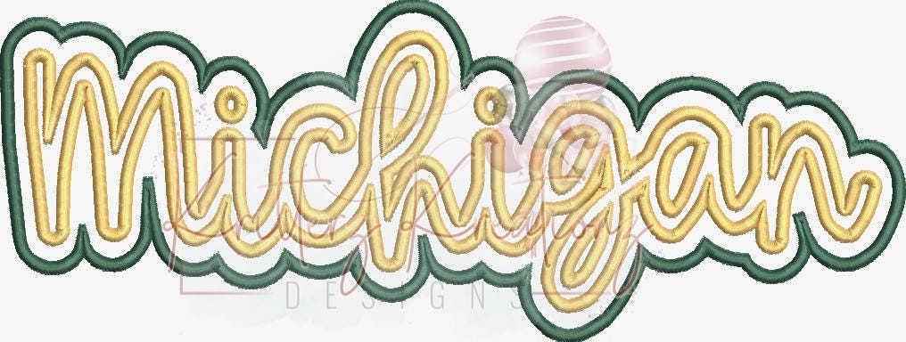 Michigan Satin Double Applique Design. Michigan Satin Offset Applique ...
