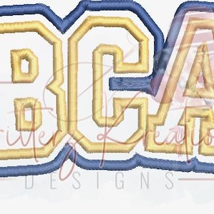 May include: Embroidered patch with the word "BOBCATS" in gold and blue. The letters are outlined in gold with a blue border, creating a classic varsity style.