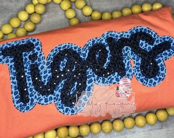 Tigers Double Applique Design. Tigers Offset Applique Design. School Mascot Design. Applique Design. Digital Embroidery Design.8 Sizes
