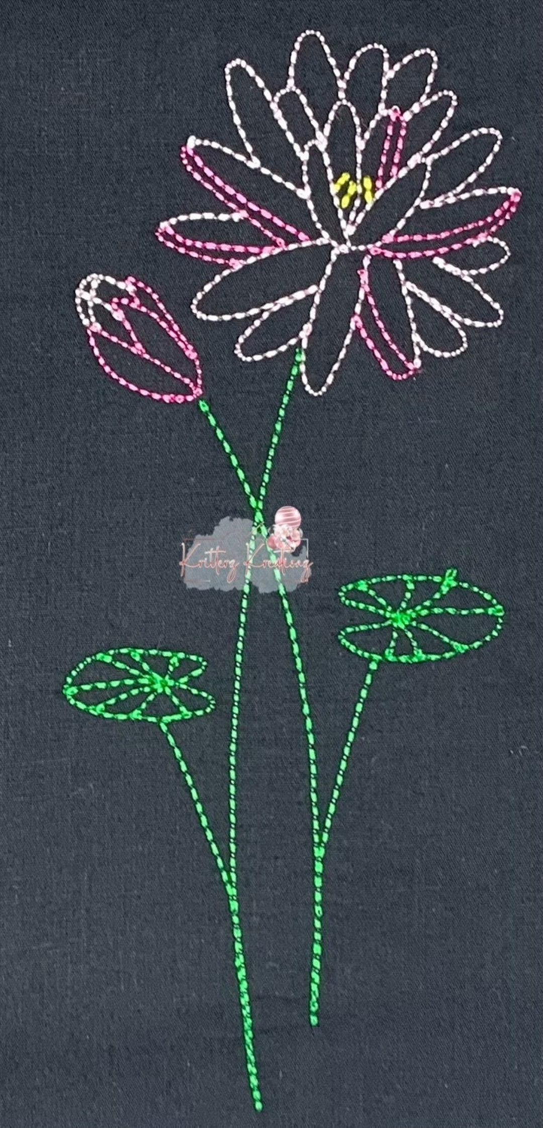 Water Lily Embroidery Design. July Birth Month Flower. Flower