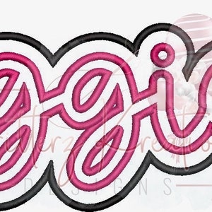 May include: Pink and black outlined word "Aggies" in a stylised font.