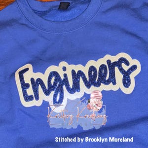 Engineers Double Applique Design. Engineers Offset Applique Design. School Mascot Design. Applique Design. Digital Embroidery Design.8 Sizes