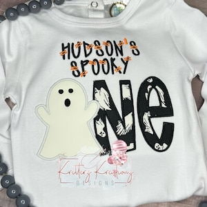 Ghost ONE Applique Embroidery Design. Spooky ONE Applique Design. Halloween Birthday Design. Digital Embroidery Design. 5 Sizes.