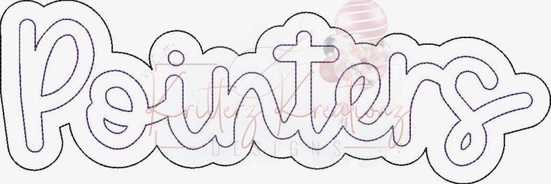 May include: A black and white outline of the word "Painters" in a whimsical, handwritten style. The letters are stylized and have a rounded, bubbly appearance.