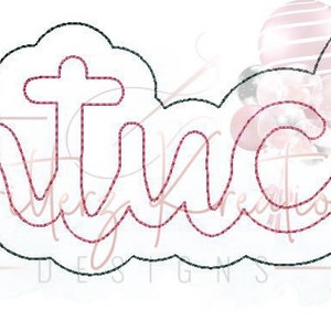 May include: A red outline of the word "Kentucky" in a white cloud-shaped outline.