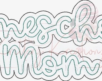 Homeschool Mom Double Applique Design. Homeschool Mom Offset Applique Design. Mom Design. Applique Design. Digital Embroidery Design.8 Sizes