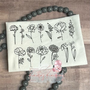 Geburtsmonat Blumen Minis Stickmuster Set 1 UND 2 PLUS Vergissmeinnicht. Geburtsmonat Blumen. Geburtsblumen. Mini Blümchen.