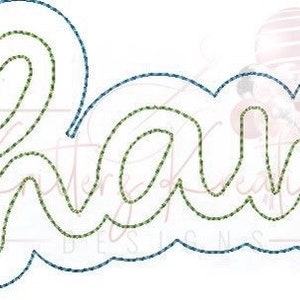 May include: A cursive script design of the word "Seahawks" in green stitching, outlined in a darker blue, with a cloud-like border. The design is likely for embroidery or a similar craft project.
