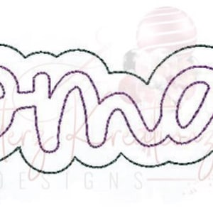 May include: A white outline of the word "cupcake" with a purple outline.