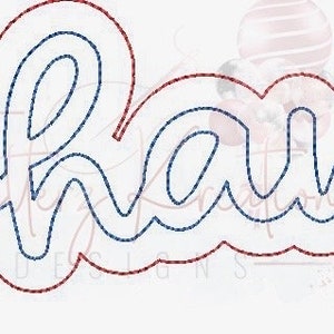 May include: A blue and red outline of the word "Layhawks" in a cursive font.