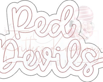 Red Devils Stacked Double Applique Design. Red Devils Stacked Applique Design. Mascot. Applique Design. Digital Embroidery Design. 8 Sizes.