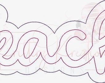 May include: A black and white outline of the word "Teach" in a cursive font. The word is in a rounded, bubbly style.