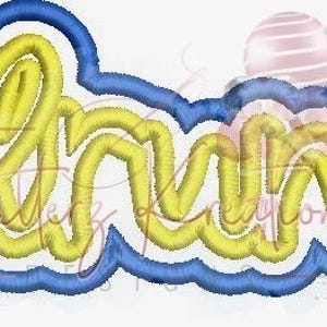 May include: A blue and yellow embroidered design that says "Roar-a-nners".