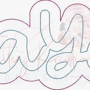 May include: A white outline of the word "yaya" in a cursive font. The outline is thick and has a slightly rounded shape.