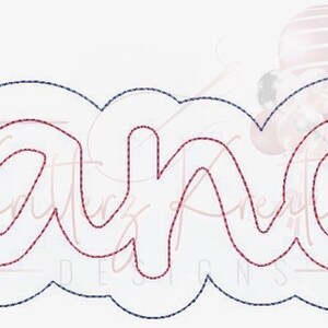 May include: A blue outline of the word "Dance" in a cursive font. The word is outlined in red.
