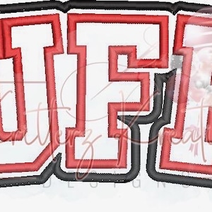May include: Red and white "BUFS" lettering with a black outline. The letters are in a bold, blocky font.