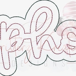 May include: A white graphic with the word "Gryphons" in a stylized, cursive font. The letters are outlined in black with a stitched, red-brown fill, set against a white background. The design has a cloud-like border.