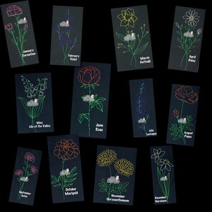 Birth Month Flower Embroidery Design. Birth Month Flowers. Birth Flowers.