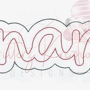 May include: A red outline of the word "Dynamo" in a cursive font, with a black outline around the word.