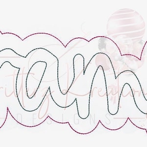 Könnte beinhalten: Eine schwarz-weiße Umrandung des Wortes "Gram" in einer kursivschriftlichen Schriftart. Das Wort ist von einer weißen Umrandung umgeben.