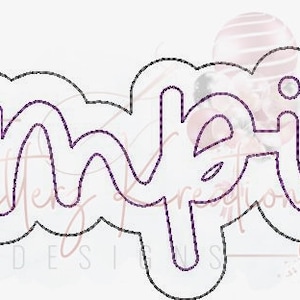 May include: A black and white outline of the word "Champions" in a cursive font. The word is surrounded by a decorative border.