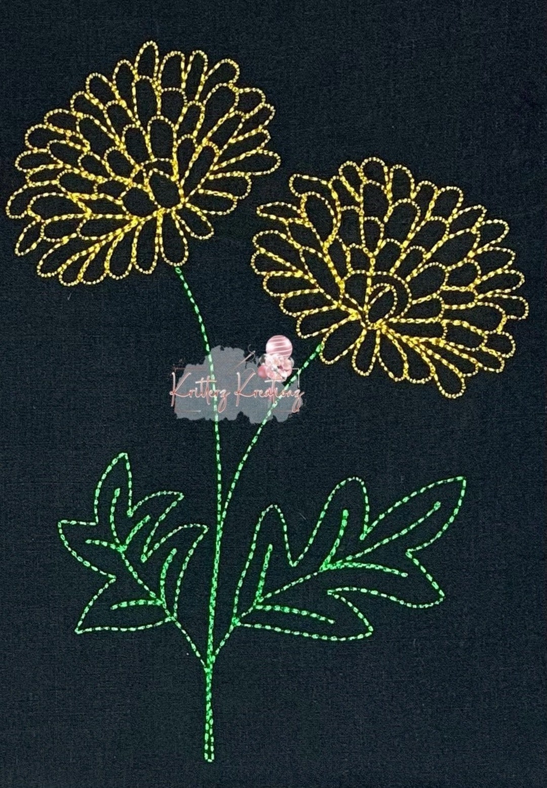 Chrysanthemum Embroidery Design. November Birth Month Flower. Flower