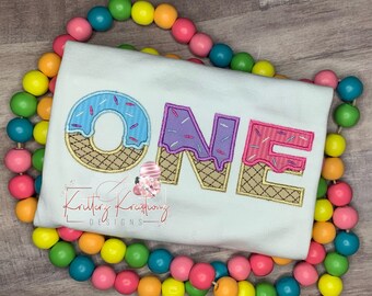 Ice Cream ONE Applique Embroidery Design. Ricamo digitale. 3 misure.