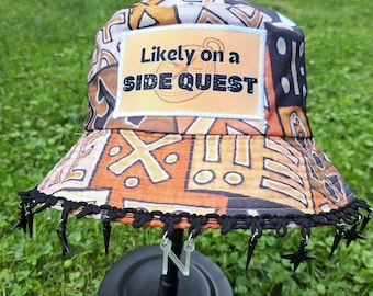 Likely on a Side Quest Patch Bucket Hat / Festival Hat / Rave Hat - with or without compass (NESW) charms