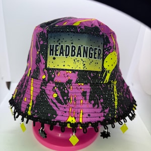 Sombrero de pescador estilo headbanger / Sombrero para festivales / Sombrero para raves - con o sin colgantes o parche