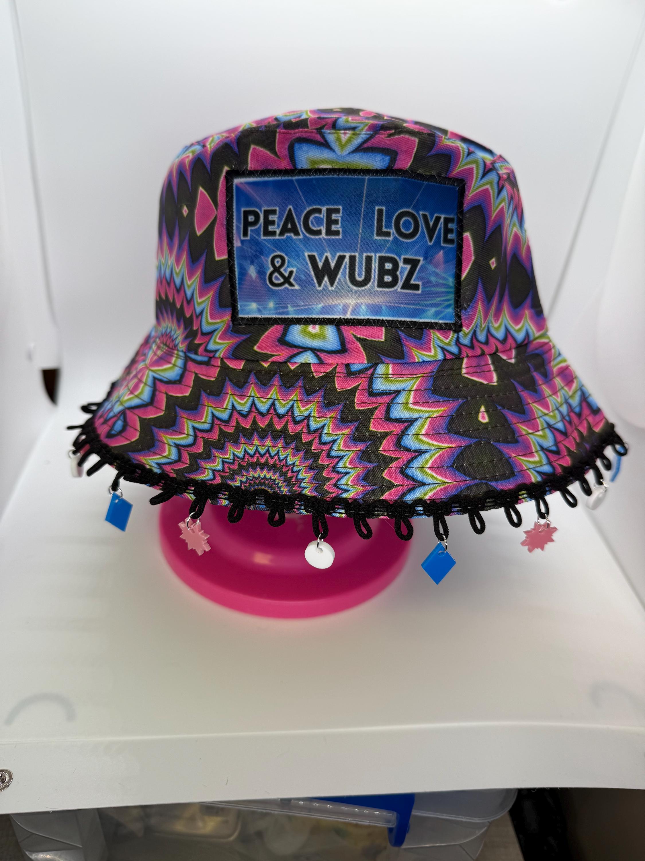 Peace & Love Rave Hat by Crafts by Sandy Peace Love and Wubz (version 3) Bucket Hat / Festival Hat  main image 2