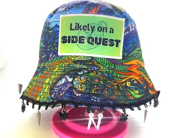Likely on a Side Quest - OPTION 2 Bucket Hat / Festival Hat / Rave Hat - with or without compass (NESW) charms