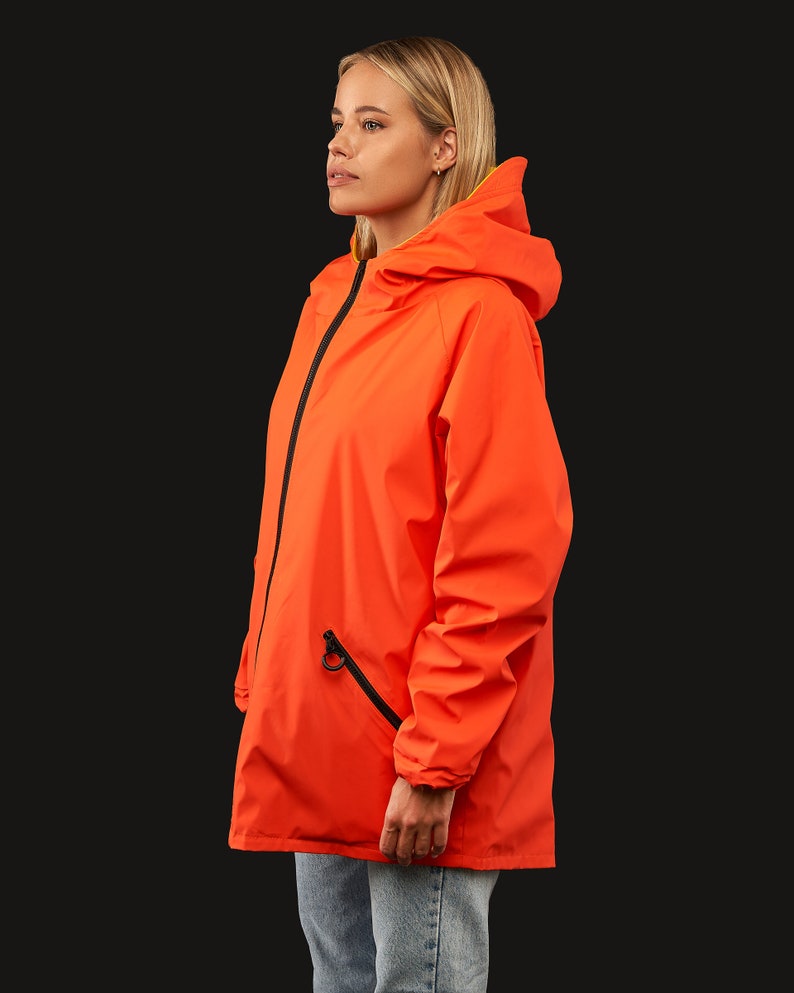 Dual-Tone Unisex Raincoat Sunshine Yellow & Vibrant Orange Ukrainian Craftsmanship image 3