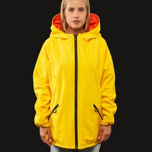 Dual-Tone Unisex Raincoat Sunshine Yellow & Vibrant Orange Ukrainian Craftsmanship image 4