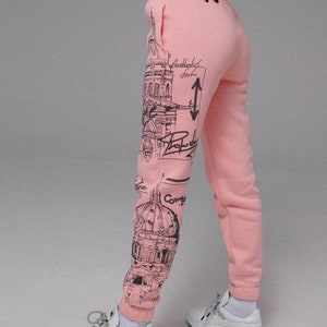 Stylish Cotton Pink Joggers with Italian Print Comfy Streetwear Pants for Women image 5