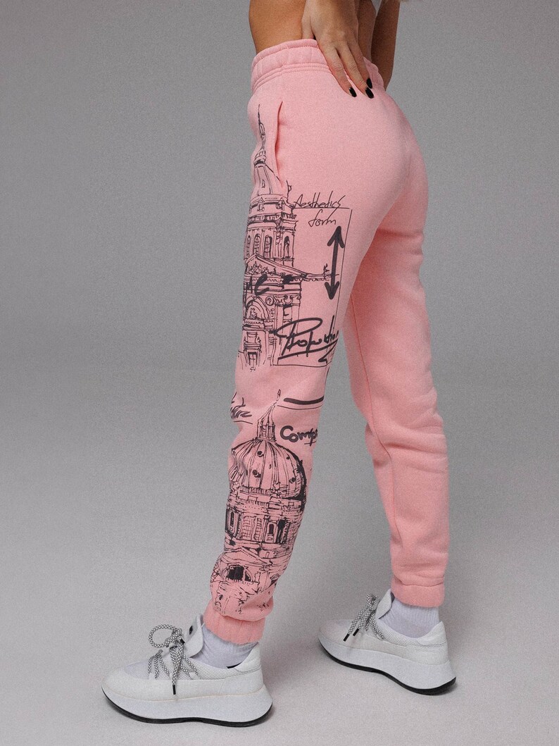 Stylish Cotton Pink Joggers with Italian Print Comfy Streetwear Pants for Women image 5